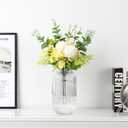 Ribbed Glass Vase, Clear Flower Vase for Bouquet, Glass Vases for Flowers, Modern Vases for Living Room, Bedroom, Kitchen, Dining Table, Office, Wedding, 8.6 Inches