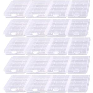 Battery Organizers AA/AAA Battery Containers Holders Compact Portable Storage Cases Insulative Plastic Clear Protective Battery Cases for Travelling/Home/Office/School/Garage(20 PCS)