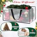 5 Pack Christmas Decorations Storage Bag Set Clear Plastic Waterproof Storage Container Bag Tote with Handles Dual Zippers for Christmas Disassembled Artificial Trees, Lights, Wreath, Balls