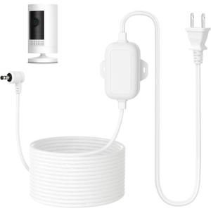 ALERTCAM Outdoor Power Adapter for Stick Up Cam Battery/Plug-in 3rd Gen, 25 ft Weather Resistant Charging Cable with Barrel Plug Continuously Charge Your Security Camera, White
