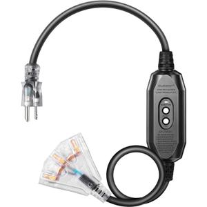 DEWENWILS 3 FT Automatic GFCI Extension Cord Outdoor, 12/3 Gauge Extension Cord for Multiple Appliances, Heavy Duty Power Cable with LED Lighted 3 Prong Plug, Black, UL Listed