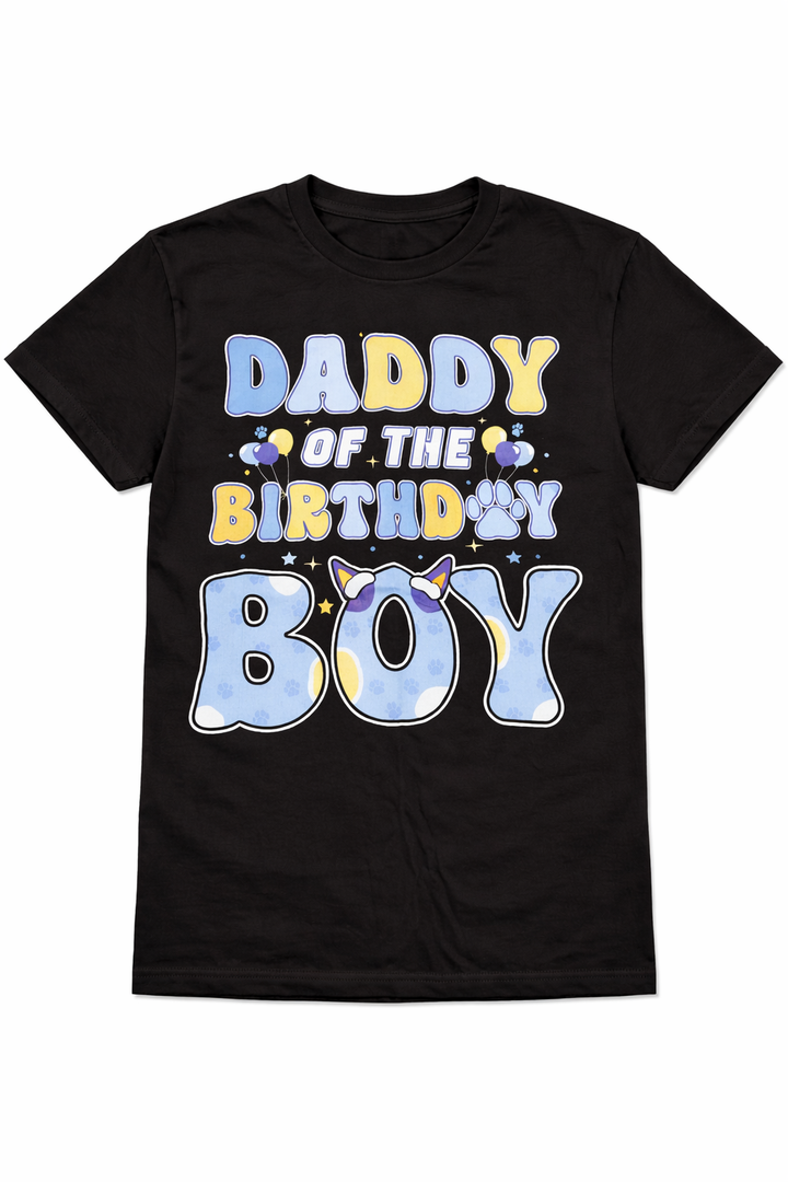 Daddy of The Bday Boy Blue Dog Theme Party Family Matching T-Shirt, Medium