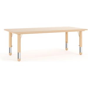 Flash Furniture Wren Adjustable Classroom Activity Table for School and Home, Plastic Activity Table for Kids, 23.625" W x 47.25" L, Natural, Set of 1