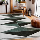 Moroccan Washable Rugs 5x7, Geometric Soft 5x7 Area Rugs for 5' x 7' Blue/Grey