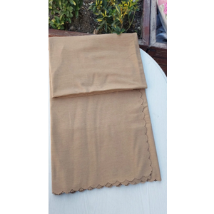 Light Brown Curtain with Scalloped Edge, 82" × 60"