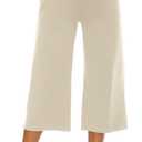 OYANUS Capris for Women Casual Summer Loose Comfy Drawstring Wide Leg Capri Pants with Pockets (Beige, XL)