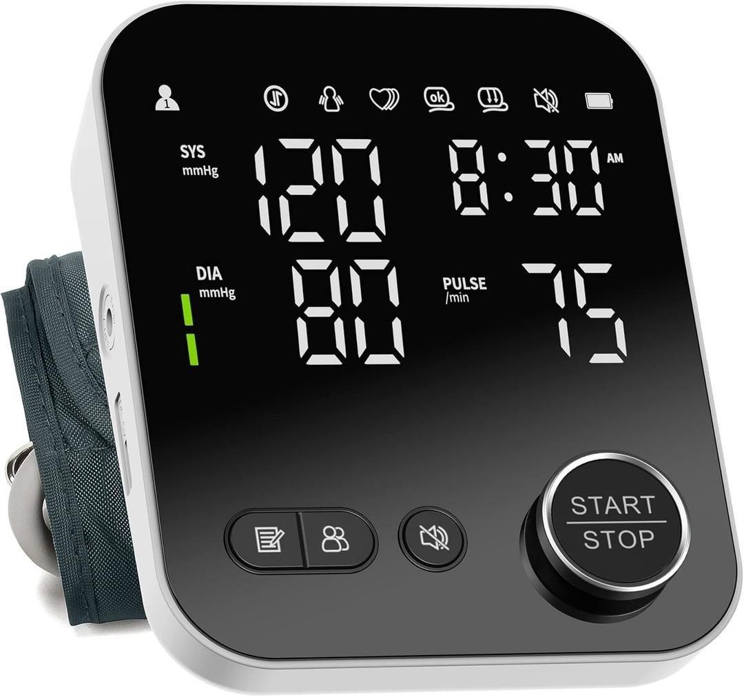 Blood Pressure Monitor Upper Arm Monitors for Home Use Adjustable 8.7"16.5" Cuff LED Display 2x120 Memory Intelligent Voice Portable Machine with Storage Bag, The screen is scratched