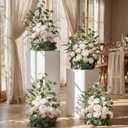 Giegxin 4 Pcs Free-Standing Wedding Aisle Artificial Flowers Rose Walkway Floral Arrangements Chair Decorations for Ceremony Decor Wedding Reception Church Backdrop Outdoor (White)