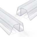 Bathroom Shower Glass Door Bottom Seal Strip, 2PCS 36 Inch Long Clear PVC Seal Strips for 5/16"(8mm) - 3/8"(10mm) Thick Framless Glass Door Panel