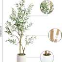 Artificial Fake Olive Tree 4FT Tall 1Pack with White Planter Faux Silk Olive Tree for Home Living Room Office Decor Faux Artificial Plants Indoor with Fruit & Free Moss
