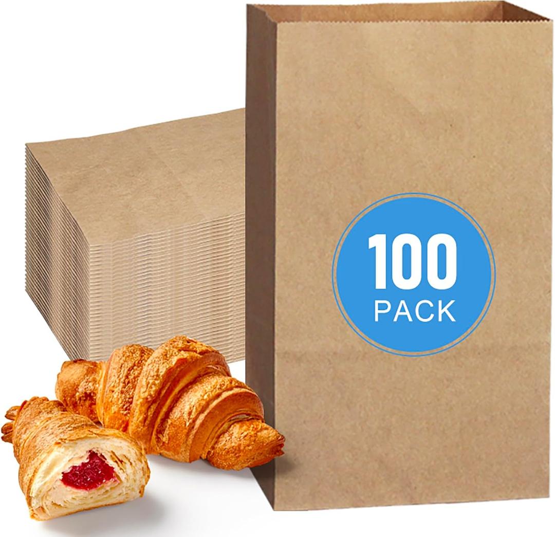Brown Paper Bags, 2lb 100 Count Mini Paper Lunch Bags Bulk Disposable Recycled Sandwich Snacks Sack Lunch Size for Kids, Grocery Food Shopping Craft Bag for Small Business Size3 Brown Paper Bags, 2lb 100 Count Mini Paper Lunch Bags Bulk Disposable Recycled Sandwich Snacks Sack Lunch Size for Kids, Grocery Food Shopping Craft Bag for Small Business Size3