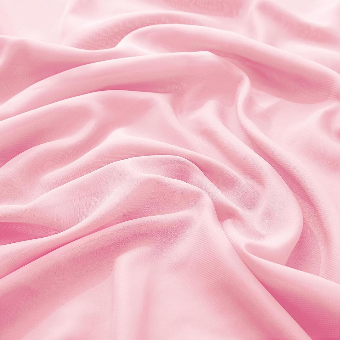 VACVELT Light Pink Chiffon Fabric by The Yard, 60 Inch Wide Chiffon Sheer Fabric Bolt Wedding Draping Fabric, Soft Chiffon Fabric for Wedding Arch Draping Backdrop, Party Decor (Pre-Cut, 5 Yards)