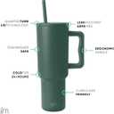 Simple Modern 40 oz Trek Tumbler with Handle and Straw Lid | Cup Holder Friendly Insulated Stainless Steel Travel Mug | Forest