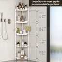 Orimade Rustproof 5 Tier Floor Standing Corner Shower Caddy Organizer, Plastic Metal Splicing Floor Corner Shelf Rack Stands for Bathroom, White