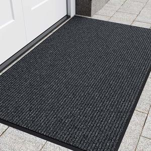 Saluro Front Door Mat, Heavy Duty Indoor Outdoor Entrance Door Mat, 96" x 48" Commercial Door Mats for Entryway, Durable Non-Slip Rubber Backing, Low-Profile Welcome Mats for Entry, Gray