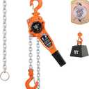 VEVOR Manual Lever Chain Hoist, 1T 2200LBS Capacity Heavy Duty Come Along, 10FT Lift G80 Alloy Steel Chain with Dual Pawl Mechanical Brake,360Rotating Hooks, for Warehouse Construction Garage (Orange)