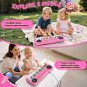 Upgraded Kids Piano Keyboard 37 Keys Toddler Keyboard with Microphone Learning Instrument Musical Toys for 3 4 5 6 Boys Girls Birthday Gift, Pink