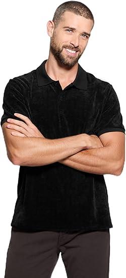 Red Noir SS Parker Velour Stripe Polo (Black, Small)