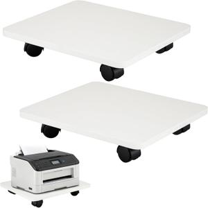 2 Pcs Under Desk Printer Stand with 4 Caster Wheels, White Movable Printer, White Rolling Plant Rack Tray, Multiple Places Such As Living Room, Bedroom to Place Scanners, Fax Machines