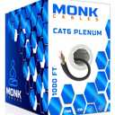 MONK CABLES | CAT6 Plenum Cable 1000ft | UTP, 23AWG, 550MHz | DSX-8000 Certified | Most Certified Cable of The Whole Market (Black)
