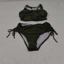 Pink Queen Women's Scoop Neck Racerback Ruched Crop Top High Waisted Bikini Sets 2 Piece Swimsuit Bathing Suit (Large, Army Green)