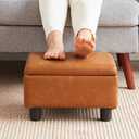 Small Foot Stool Under Desk Foot Stools Ottoman Footstool Foot Stools Small Footstools Foot Stool for Living Room Foot Rest 15" W x 12" D x 9.5" H Faux Leather Brown