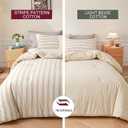 Cyusri Cotton Stripe King Comforter Set - Soft Lightweight Bedding 3 Pieces Dyed Bed Set with 2 Pillow Shams,Reversible All Season Farmhouse Down Alternative(King Size 104"x90" Beige)