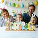 4 x Elegant Handcrafted Easter Home Decor - Made with German MDF Wood, Ideal for Indoor Spring, Fireplace Mantel, Table, Tiered Tray, and Bunny Farmhouse Style Decor (Spring)