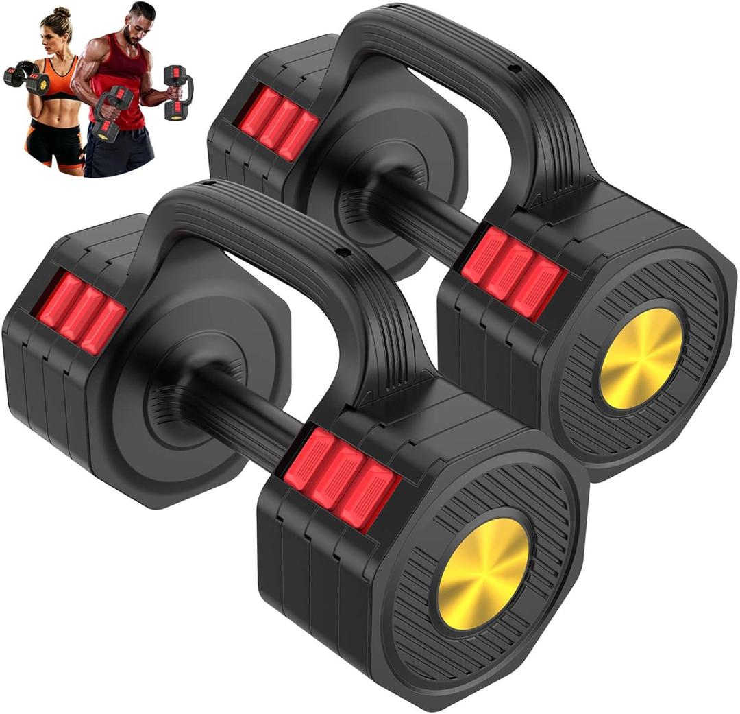 Adjustable Dumbbell Set 5-20.5 lb Each, 2-in-1 for Home Gym