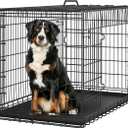 Yaheetech 48 inch Double Door Dog Crate w/Divider for Puppy to Adult Large Collapsible Metal Crate with Removable Tray XXL Wire Dog Kennel Pet Crate for Dogs Portable Travel Cage, Black