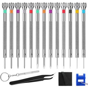 Juego de destornilladores de reloj profesional de 13 piezas, juego de destornilladores de micro precisin, juego de reparacin de lentes de micro precisin, 0.02-0.09 pulgadas, trabajo de