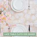 Jayla White Lace Tablecloth 54 X 54 Inches Square Camellia Flower Embroidered Wedding Table Cloths for Outdoor Party Reception, Dinner Party, Baby Shower, Tea Decorations, Home Decor
