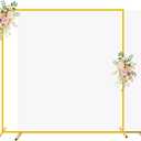 Metal Arch Backdrop Stand and White Arch Cover Set 6.6 x 6.6FT Square Wedding Backdrop Arched Stands with Balloon Arches Stand Cover for Birthday Party Baby Shower Graduation Ceremony Decor
