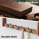 29Inch Wall Mounted Coat Rack with Hooks and Shelf - Large Rustic Wood Coat Hangers for Hats, Keys, Towels, Robes Functional Entryway Wall Organizer for Bathroom, Kitchen, Mudroom Brown