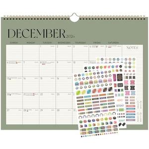 2025-2026 Wall Calendar, Monthly Wall Calendar from July 2025 to December 2026, 11.5" x 14.5", With Spiral Binding and Thick Paper, Perfect for School Office or Home, Green Pack of 2