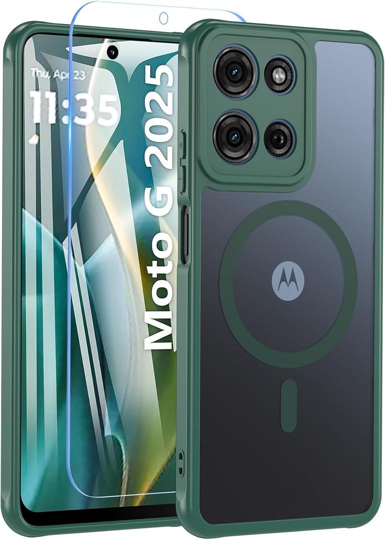 BESINPO Magnetic Case for Motorola Moto G 2025/2026/G Play 2026,Translucent Matte Shockproof Protective Slim Bumper Cover for Motorola Moto G 2025/2026/G Play 2026 6.7"(Deep Green)