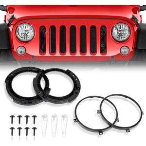 7 inch Headlight Mount Bracket Round Mounting Retaining Bracket Ring Set with Headlight Metal Ring Fit for Jeep Wrangler JK 2007 2008 2009 2010 2011 2012 2013 2014 2015 2016 2017 2018