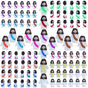 200 Pcs Little Jesus Figures Easter Mini Rubber Jesus Toys to Hide and Seek, Little Pocket Miniatures Religious Party Favors Baptism Gifts Sunday School Easter Egg Stuffers (10 Color*200)