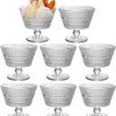 Glass Dessert Bowls Set of 8, 9oz Ice Cream Sundae Cups for Breakfast, Oats, Milk, Sorbet, Yogurt (8PCS)