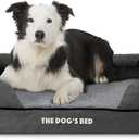 The Dogs Bed Orthopedic Memory Foam Dog Bed with Bolsters for Large Dogs, Waterproof Washable Cover, Anti-Slip Base, Calming Surface CertiPUR-Certified Foam, Plush Fabric, Grey Plush, Large