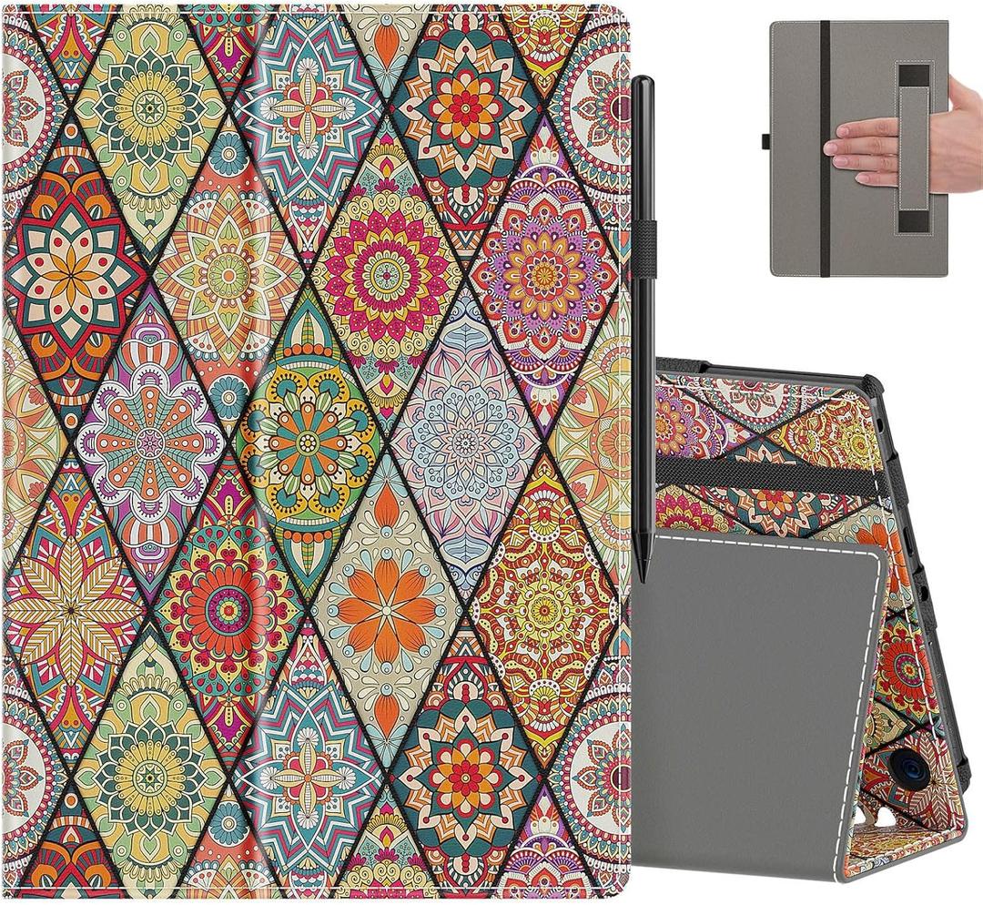 COOWPS Case for All-New Amazon Fire HD 10 Tablet (13th/11th Generation, 2023/2021 Release) 10.1" - Slim Folding Stand Cover with Auto Wake/Sleep, Hand Strap & Stylus Pen Holder, Geometry