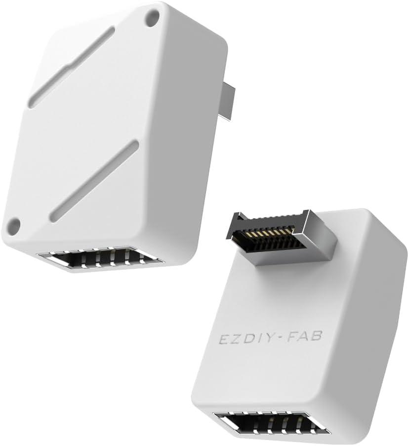 EZDIY-FAB USB 3.2 Gen 2 Type-E 90 Degree L-Shape Adapter, Motherboard USB-C Header Converter for Front Panel, Type-E Male to Female, Supports USB 3.2 Gen 2 (10Gbps) and Gen 2x2 (20Gbps),White-STD