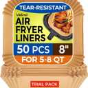 Air Fryer Paper Liners, 50 PCS Air Fryer Liners Disposable, 8" Square Baking Liner for 5-8 qt Airfryer Basket, Non-stick and Oil Proof Parchment Paper for Oven, Pans & Baking