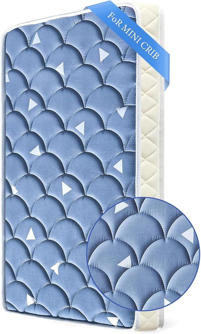 Mini Crib Mattress 38" x 24" x 4"- Firm Support and Comfort Premium Foam,Noiseless and Odorless,Hypoallergenic Mini Crib Mattress,Fits Mini and Portable Cribs,Dual Sided with Soft Breathable Fabric
