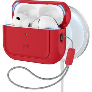 ESR for AirPods Pro 3 Case, Compatible with AirPods Pro 3rd Generation Case (2025), Compatible with MagSafe, Full Drop Protection Cover with Lanyard, Red