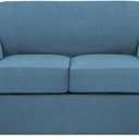 H.VERSAILTEX 3 Piece Stretch Sofa Covers for 2 Cushion Loveseat Couch Covers for Living Room Sofa Slipcovers (Base Cover Plus 2 Seat Cushion Covers) Thicker Jacquard Fabric(Medium Sofa, Dusty Blue)