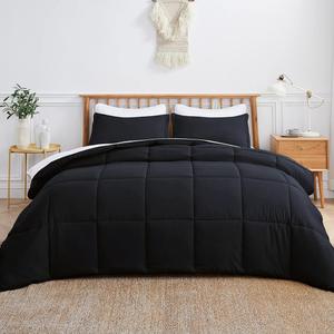MAPLE DOWN Soft King Comforter Size Duvet Insert-Down Alternative Comforter with Corner Tabs-Lightweight Fluffy Breathable Machine Washable (Black,106"x90")