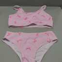 Girl's 2 Piece Striped Bowknot Swimsuit Set Wireless Cute Bathing Suit Summer Beachwear Bikini Sets, (Pink)