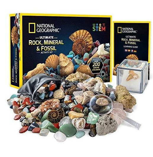 Over 200 Rock, Mineral, and Fossil Specimens Plus a Microscope Kit