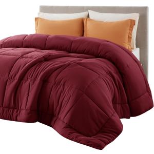 Bedsure Comforter Duvet Insert - Quilted Comforters Full Size, All Season Duvet, GentleSoft Down Alternative Bedding Blanket, with 8 Tabs, Gifts for Women/Men, Red, Full 86 x 82 Inches